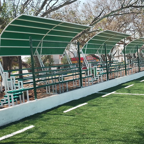 Gradas metálicas para cancha de fútbol 7, fabricadas en México por Sportmaster